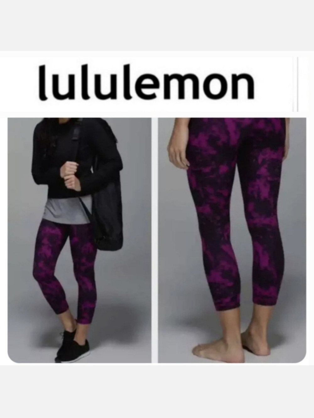 Lululemon Wunder Under Crop II Leggings Full-On Luon Breezie Regal Plum/Black 4